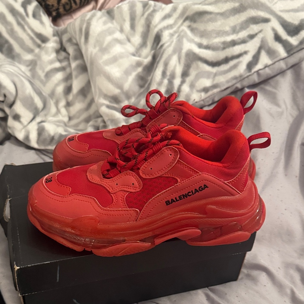 Balenciaga Kids Vibrant Red Sneakers
